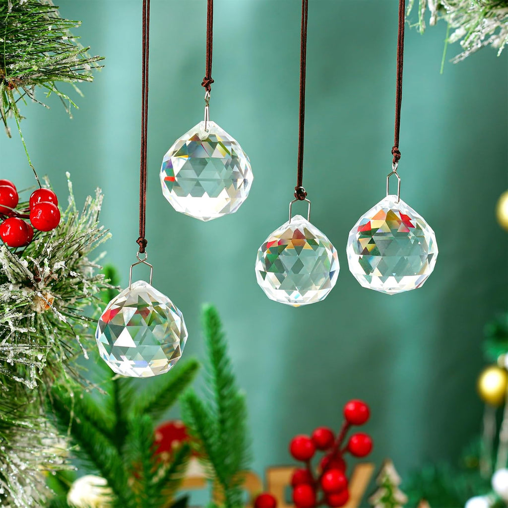 4 Pack Clear Crystal Ball Prism Suncatchers Window Rainbow Maker, 40mm - Hanging Crystals,Sun Catchers Indoor Window