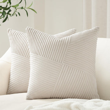 26x26 inches Euro Pillow Covers Set of 2 Cream White Corduroy Decorative Throw Pillow Covers Living Room, Windmill