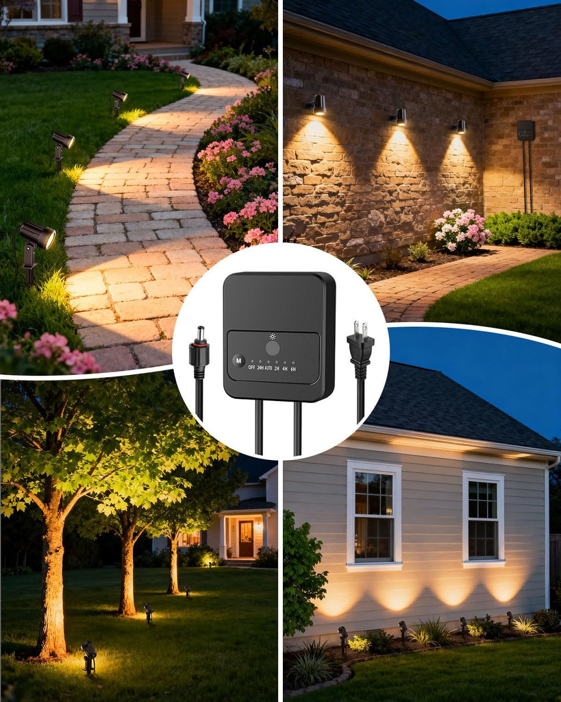 All-in-One Low Voltage Landscape Lighting Kit, 4-Pack, Warm White | LED Landscape Lights with Transformer 32FT Wire