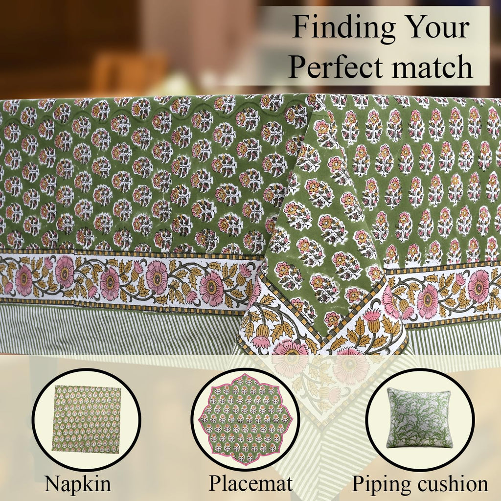 CPC Tablecloth 100% Cotton 60x60 Inch Indian Block Print Easter Square Table Cover, Table Cloth for Weddings