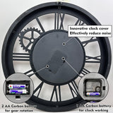 The B-Style Large Wall Clock 24 inch Moving Gear Wall Clock Oversized Vintage Farmhouse Wall Clocks for Living Room