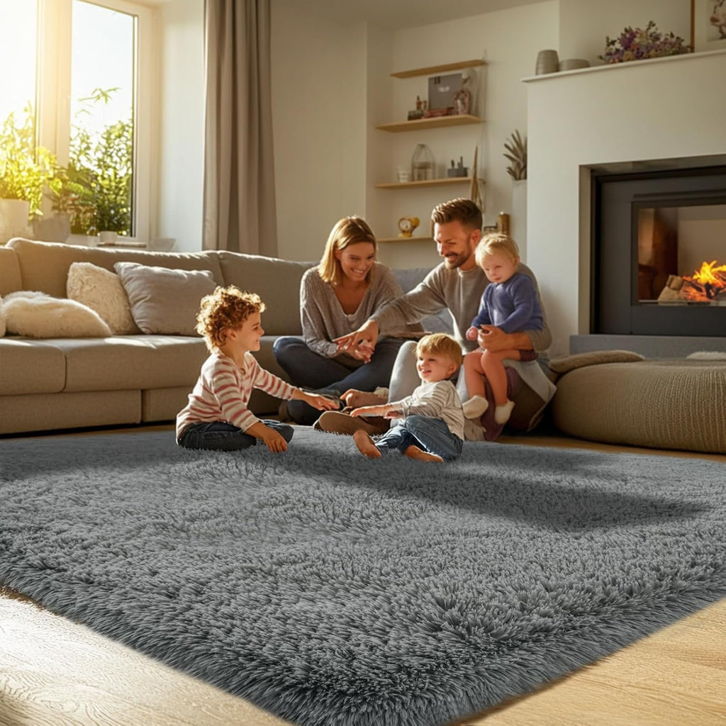 Fluffy 8x10 Area Rug - Grey Shag Plush Rugs
