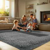 8x10 Grey Shag Area Rug, Soft Plush Non-Slip Carpet for Living Room Bedroom