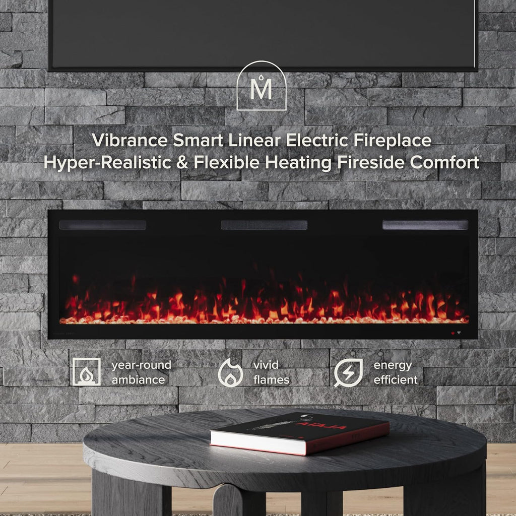 Modern Ember Vibrance 60 Inch Smart Linear Electric Fireplace Insert
