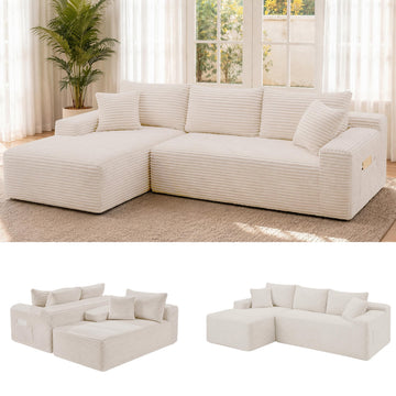 95" Modular Sectional Sofa, Boneless Chaise L-Shaped Couch