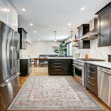 4x6 Washable Area Rug, Low Pile Non-Slip Indoor Carpet for Living Room Kitchen Bathroom Beige