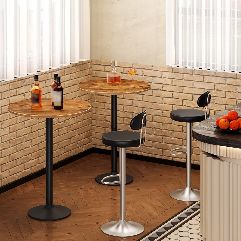 Round Bar Table, 35" Tall Pub Table, Cocktail Table with Base for Narrow Space, Bar Height Table, Easy to Assemble