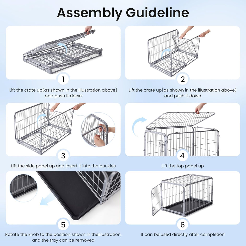 Collapsible Dog Crate for Medium Dogs - 36 inch Escape Proof Metal Dog Kennel with Double Door