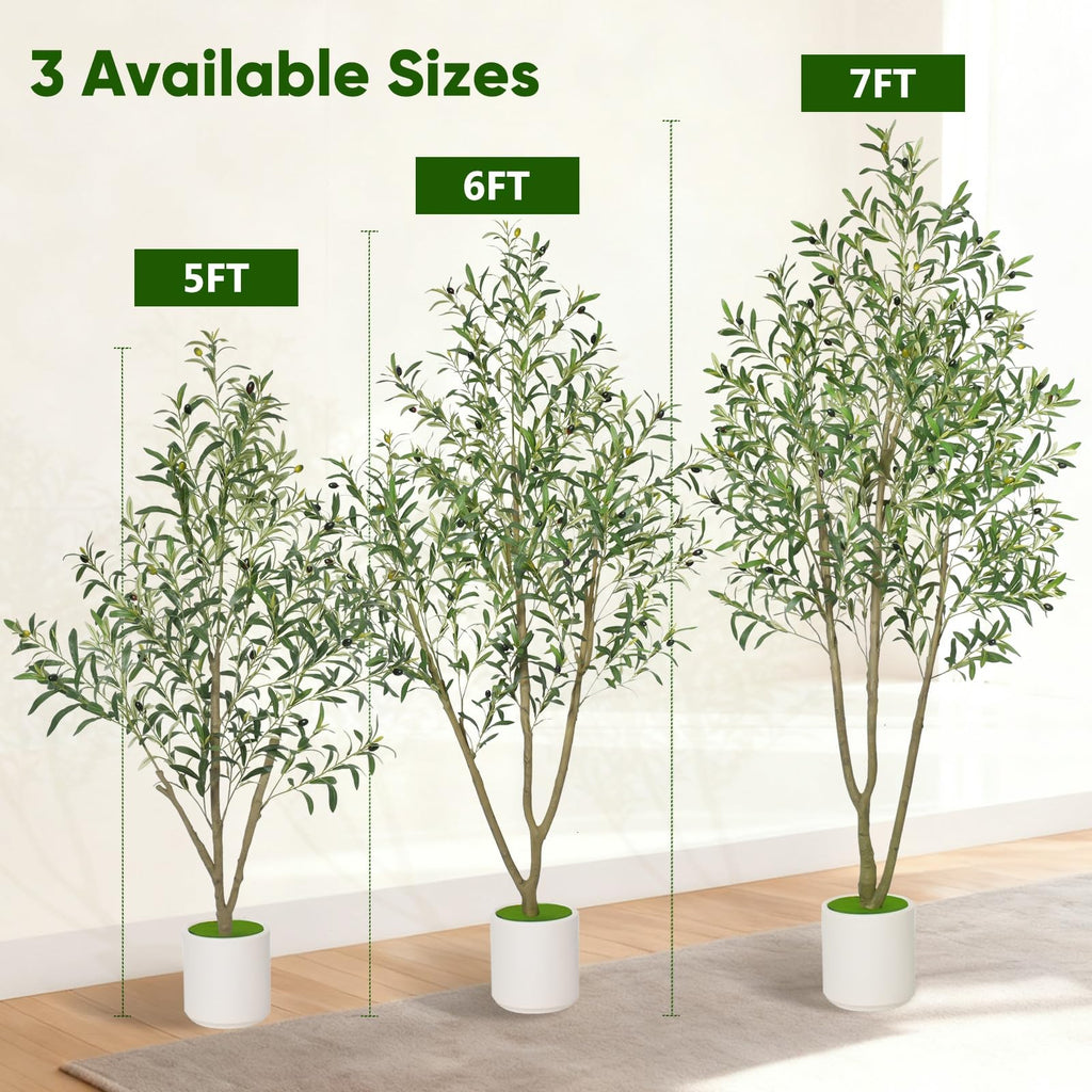 Faux Olive Tree 7FT Tall Olive Trees Artificial Indoor with Planter