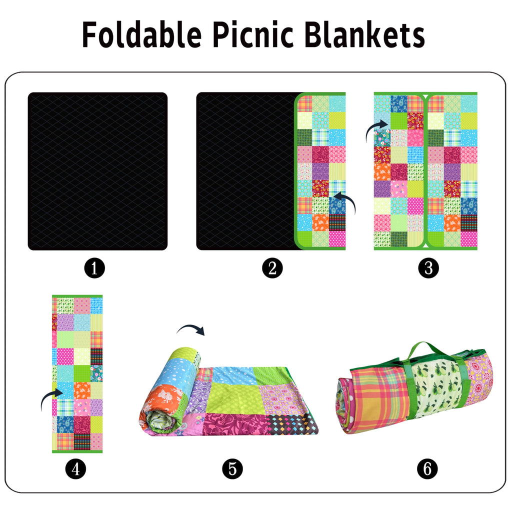 Extra Large Picnic Blankets Waterproof Foldable (60"x 80") Boho Beach Blanket Waterproof Sandproof, 3-Layer Thicking