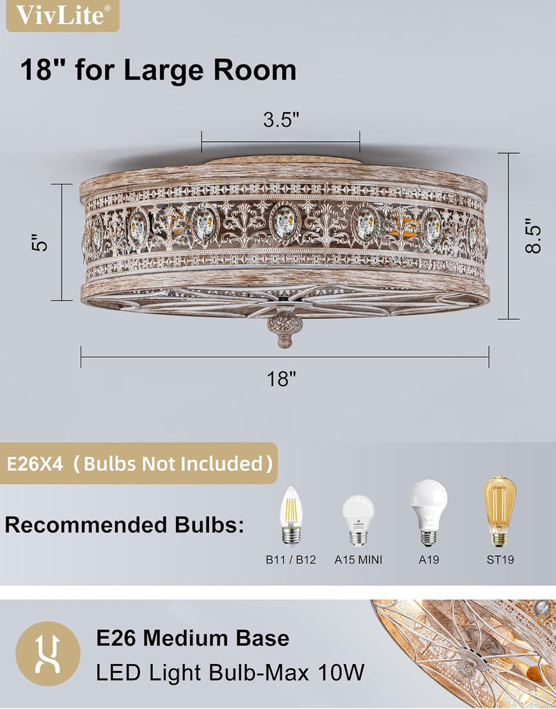 Farmhouse Fandelier Ceiling Fan with Light and Remote,Rustic Country Cottage Crystal Caged Wood-Look Light Fixture