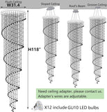 118inch Modern Crystal Chandelier for High Ceiling Living Room Foyer Crystal Raindrop Pendant Light Dimmable Lighting with Remote Straircase Fixture LED Bulbs A100-B08LGJTZVD
