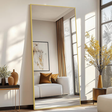 76"x34" Gold Mirror Full Length, Large Floor Mirror, Bedroom & Gym