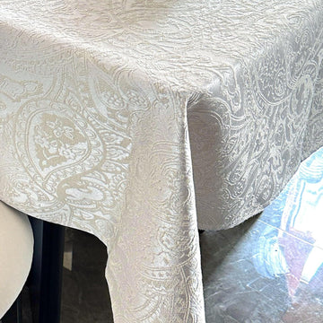 Jacquard Rectangle Tablecloth, Floral Design Thick Kitchen Dining Table Cloth, Waterproof Wrinkle Free Decorative
