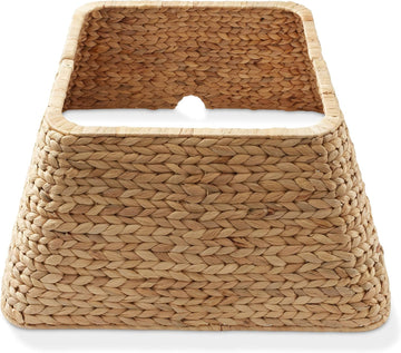22-Inch Christmas Tree Collar, Water Hyacinth Woven Tree Square Base Cover with Cord Cut Out, Natural