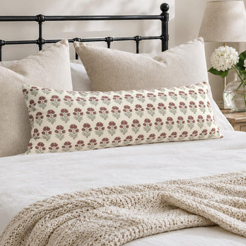 Vintage Botanical Lumbar Pillow Cover 14x36 Pack of 1, Double-Sided Floral Print Long Pillowcase, Soft Cotton Blend