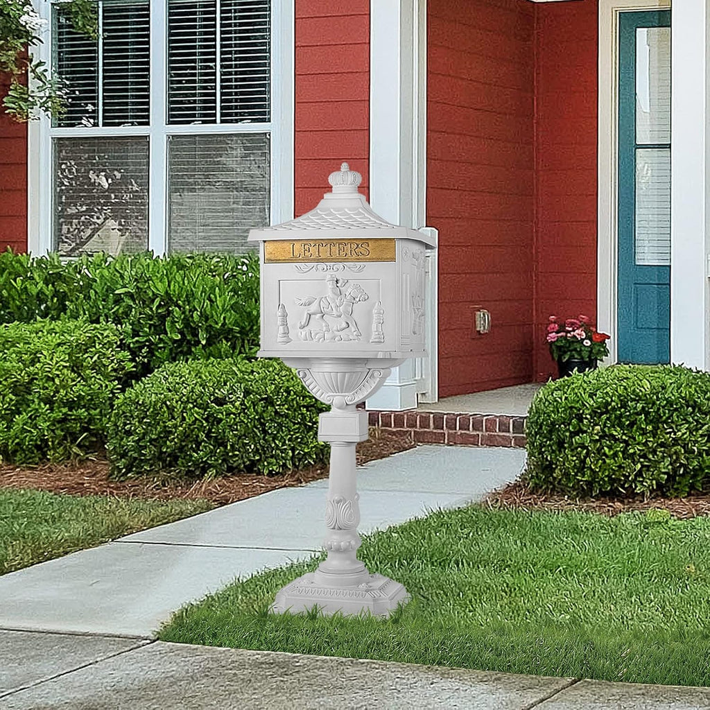Mailbox Cast Aluminum White Mail Box Postal Box Security Heavy Duty New