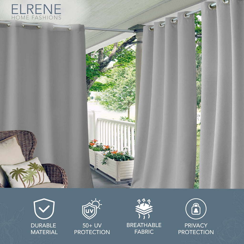 Connor Solid Indoor/Outdoor Window Curtain, Gray - 52" W x 84" L