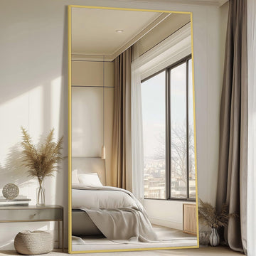 82"x44" Gold Full Length Mirror, Large Floor Mirror with Stand