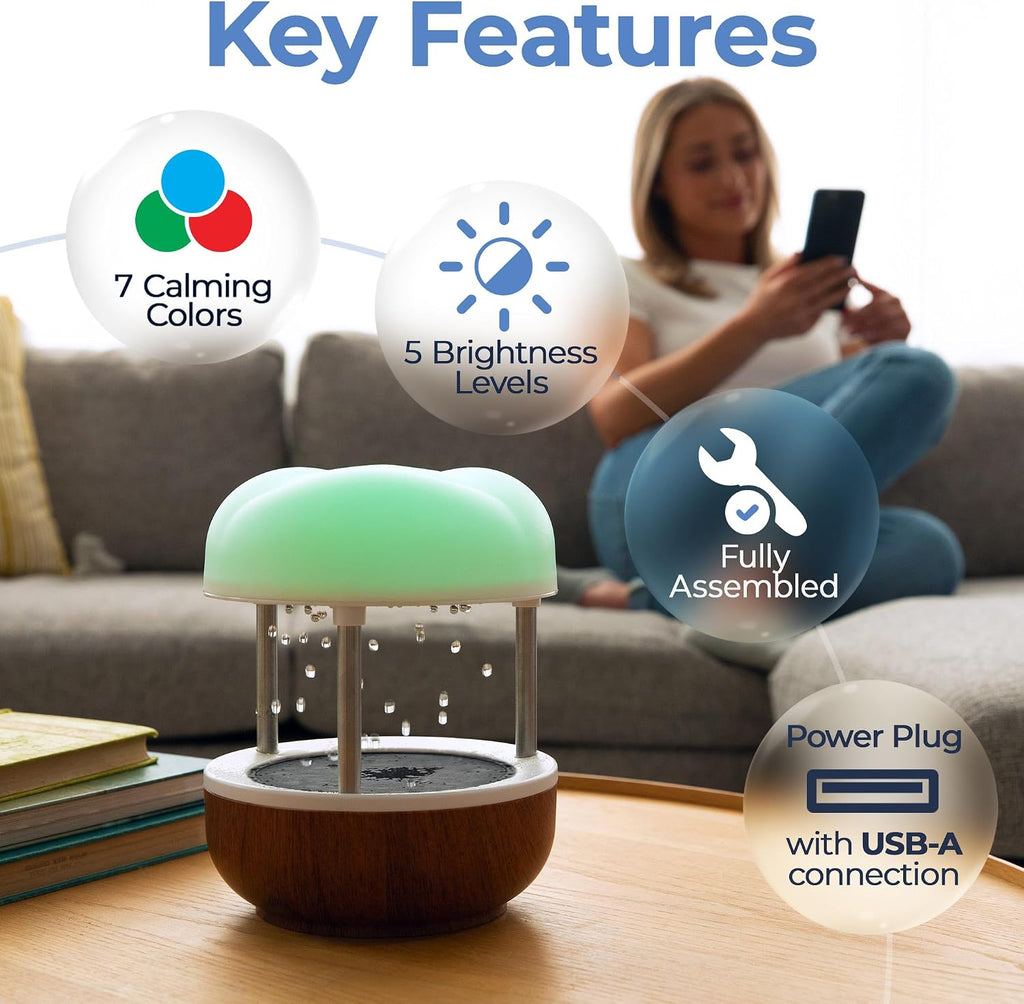 Calming Cloud’ Tabletop Water Fountain Quiet Pump Splash Resistant Zen & Nature Décor Promotes Focus, Stress Relief