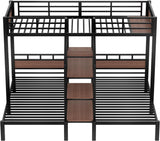 Twin Over Twin Over Twin Bunk Bed with Shelf and Storage Stairs