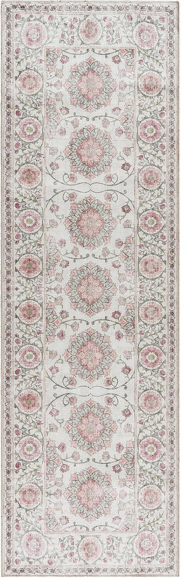 Machine Washable Indoor Area Rug - 2x8 Runner, Easy Cleaning & Non-Shedding, Ideal for High Traffic Areas, Moroccan
