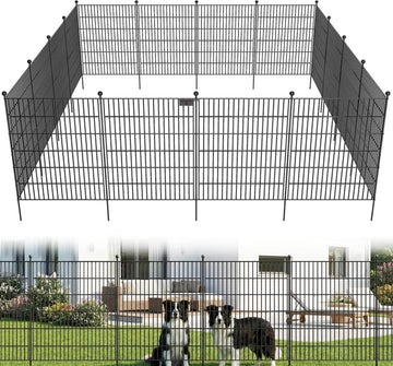 10 Panels No Dig Garden Fence with Gate, 40 in(H) X 24.2 ft(L) Metal Fence Panels, Thickened Rustproof Garden Fencing