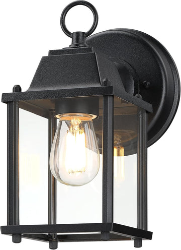 Outdoor Wall Lantern, Wall Sconce as Porch Lighting Fixture, E26 Base, Aluminum Housing Plus Glass