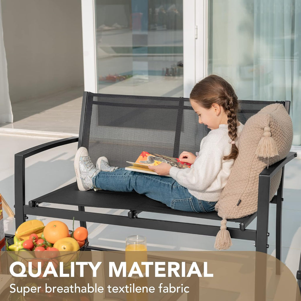 Outdoor Furniture Set 4 Piece Patio Conversation Sets Porch Furniture with Lawn Chairs & Glass Coffee Table for Garden