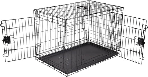 Portable, Easy to Assemble, Foldable Metal Wire Dog Crate with Removable Tray, Double Door, Divider Panel, Handle