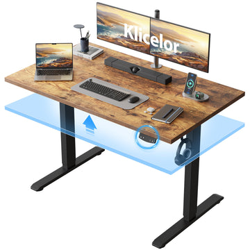 48 x 24" Electric Standing Desk, Height Adjustable, Rustic Brown