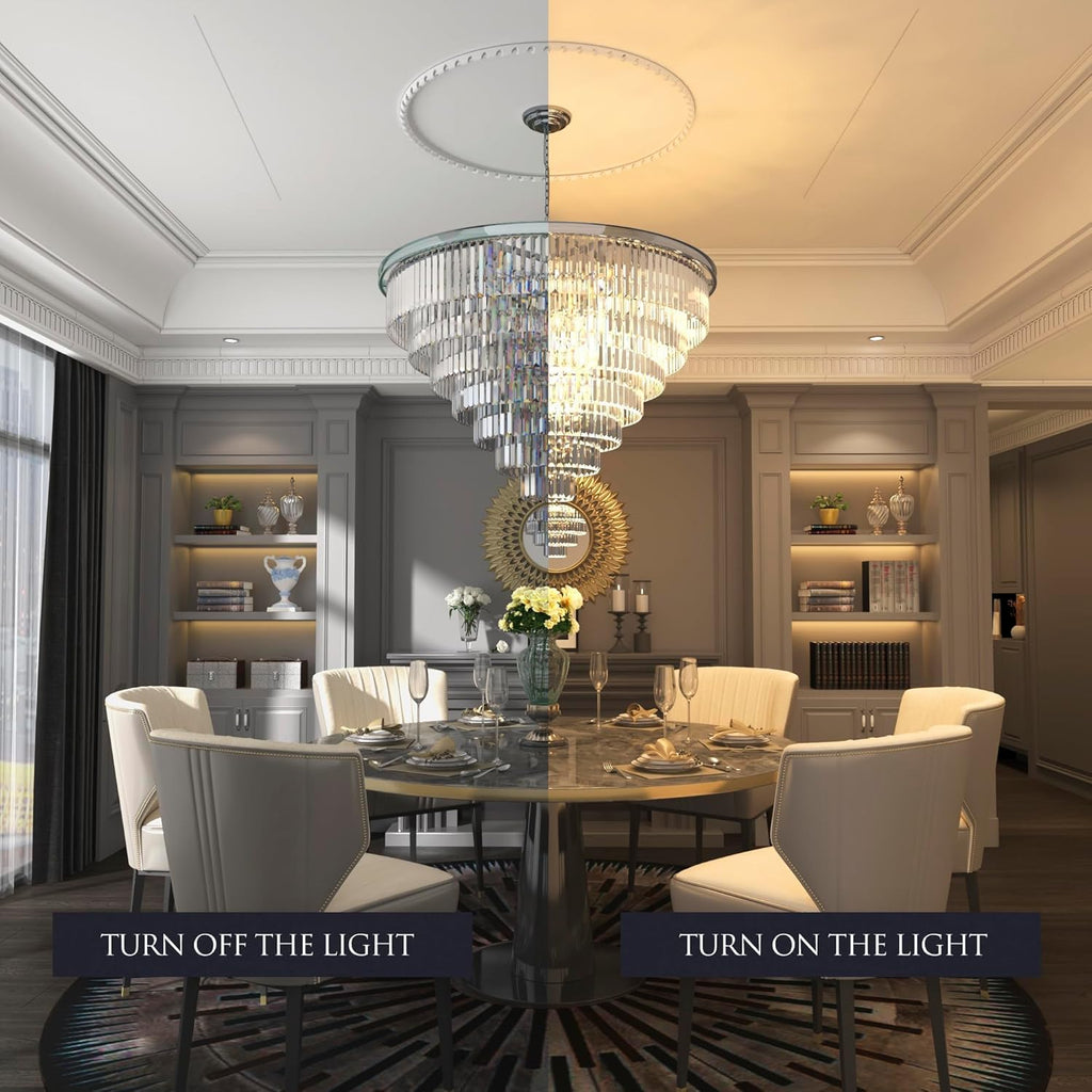 Inspired Odeon Style 24-Light Chrome Crystal 7-Tier Modern Chandelier W39.4"