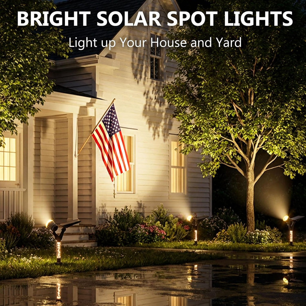 Solar Spot Lights Outdoor Waterproof 3000K Lens LED Spotlights | Adjustable Angel Long Range Solar Lights Outdoor for