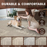 Boho Beige 5x7 Area Rugs Textured Tufted Rugs for Living Room Bedroom Nursery Rug-Carpet Washable Brown Neutral Modern