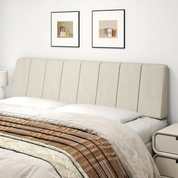 King Headboard Only-No Assembly, Upholstered Headboard King Linen Fabric Modern Style Headboards Extra-Thick, Beige