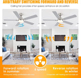 Ceiling Fans with Lights, 52 Inch Low Profile Ceiling Fan with Light and Remote Control,Reversible, 3CCT, Dimmable, Quiet, Brushed Nickel Ceiling Fan for Bedroom Indoor/Outdoor Use A101-B0D8BC4CC6