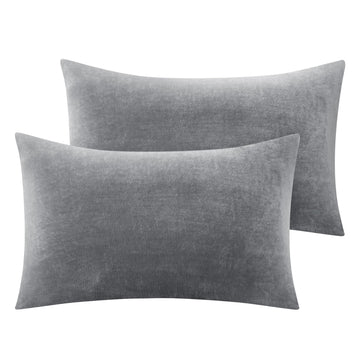 Flannel King Size Pillow Cases Set of 2, Gray, 20x36 Inches