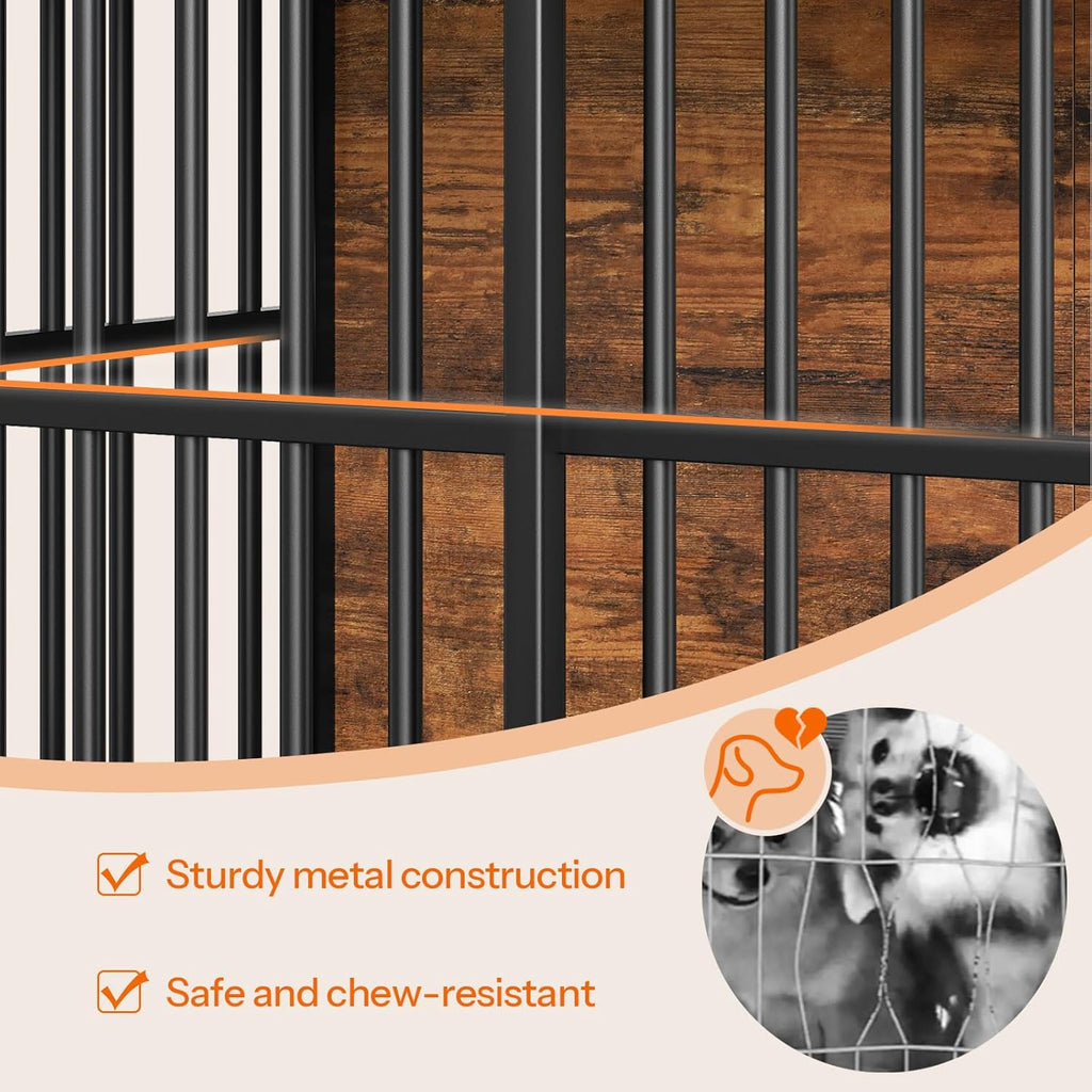 Dog Crate Furniture, 36.6" Heavy Duty Dog Kennel with Sliding Barn Door, Wooden Dog Cage Indoor