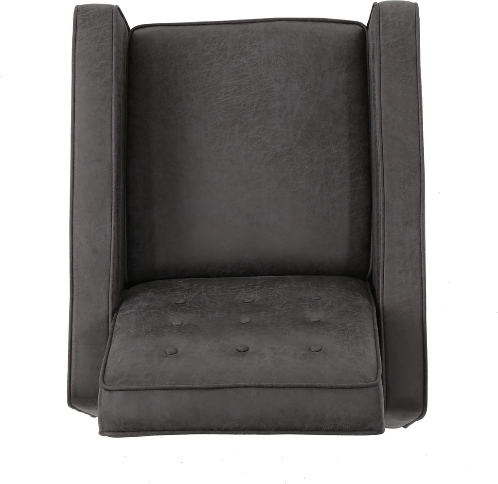 Mervynn Mid-Century Modern Microfiber Recliner, Slate / Dark Espresso