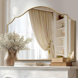 Gold Scalloped Wall Mirror: 40"x29" Large Modern Minimalist Bathroom Mirror - Decorative Vanity Arched Mirrors for