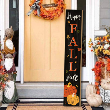 Happy Fall Y'all Welcome Porch Sign Decor Autumn Pumpkin Wooden Hanging Sign Door Porch Standing Decorative Signs