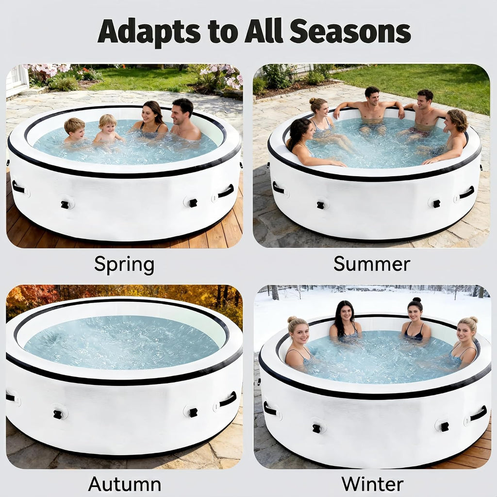Inflatable Hot Tub 4-7 Person, Outdoor Spa with 170 Jets, Durable PVC Inflatable Spa with One-Click Inflation, Heats