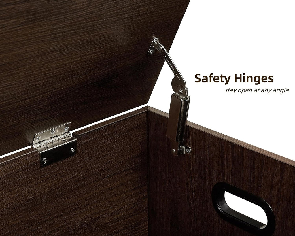 51.2" Storage Chest Extra Large,Wooden Storage Bench,Espresso | Chest with 2 Safety Hinges, 51.2*15.7*19.1inches