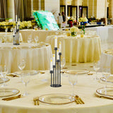 Black Candelabra with Glass Cylinders for Real Candles 5 Head Metal Candle Holder Wedding Centerpiece Ceremony
