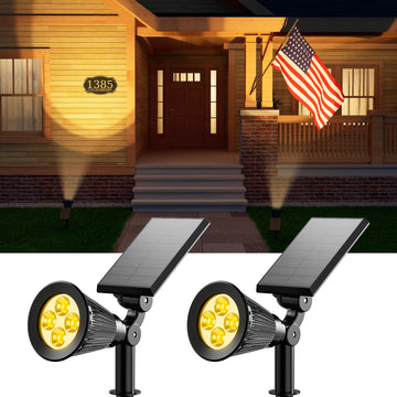 2 Pack Solar Spot Lights Outdoor Warm White LED Waterproof Landscape