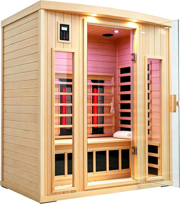3 Person Infrared Sauna, Ceramic Infrared Sauna 3 Person, Far Infrared Saunas for Home, Low EMF Infrared Indoor Sauna