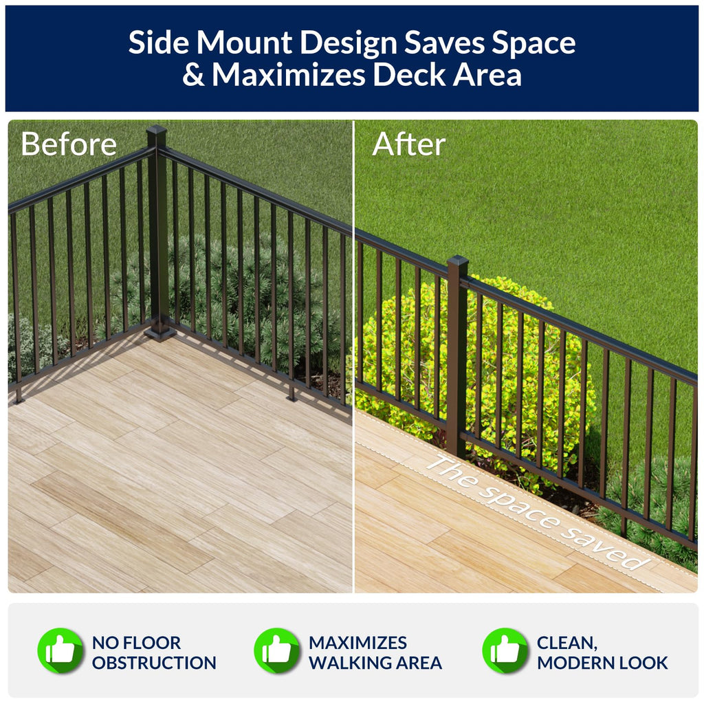 2 Pack 36in H x 6ft W Modular Side Mount Aluminum Deck Railing Kit