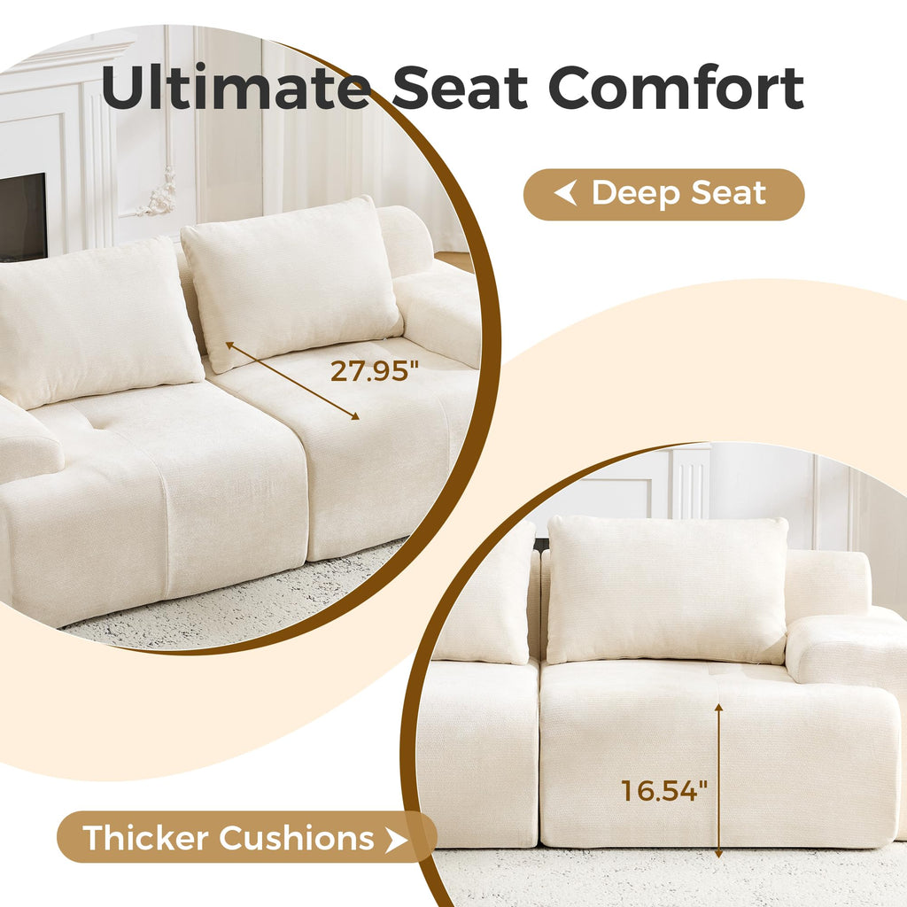 85" Modular Sectional Sofa, Chenille Upholstered Boneless Couch, Modern Deep Seat Cloud Sectional Couches, Oversized