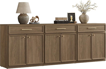 Buffet Cabinet with Storage Tall Modern Console Storage Cabinet with Doors and Shelves 90" Long Wooden Sideboard