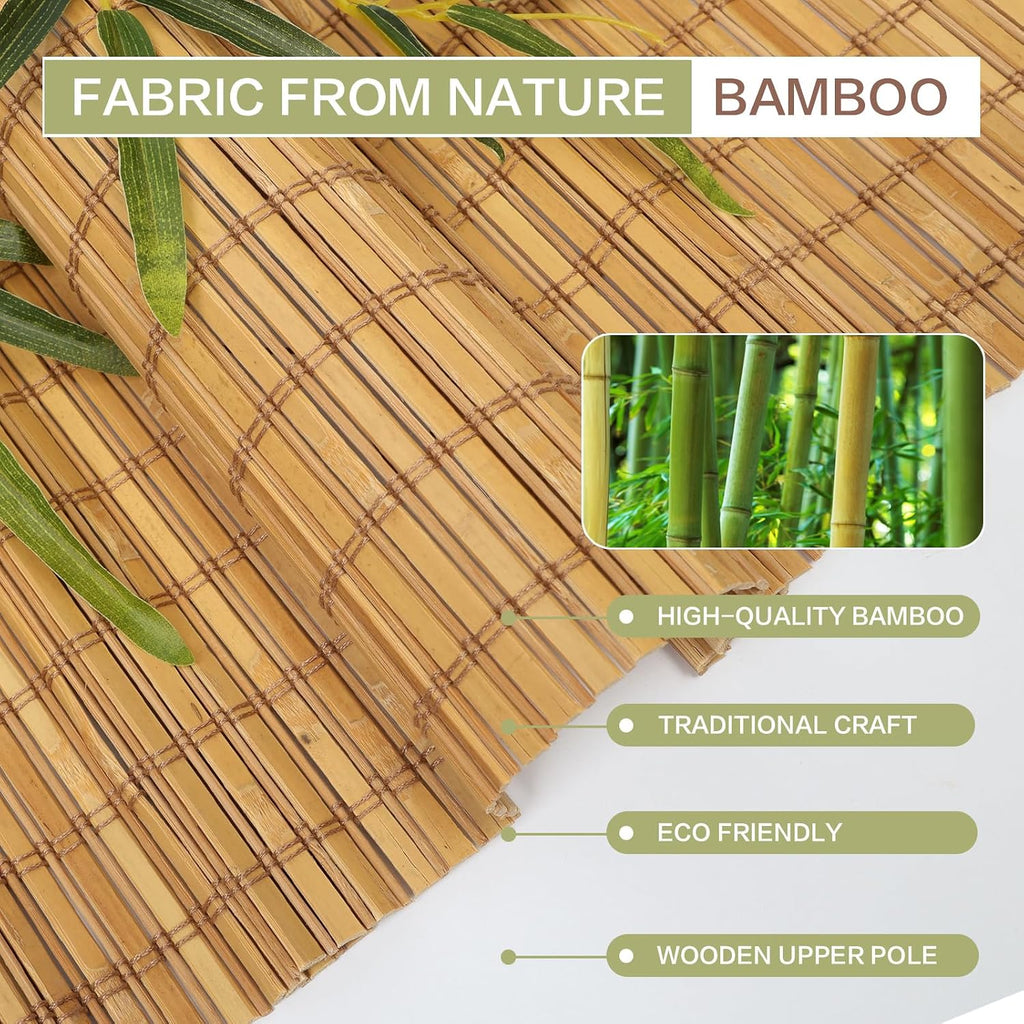 Roman Shades, Exclusive Cordless Natural Woven Wood Bamboo Roman Shades, Custom Blackout Bamboo Window Shades for Indoor Windows